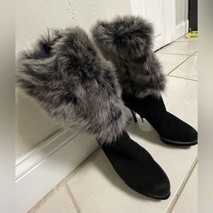 Black suede and leather boots size 8.5 with platform